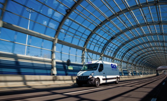 Van in the city