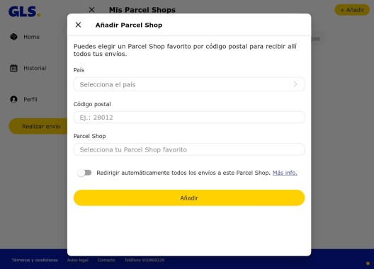 User setting their preferred Parcel Locker in My GLS