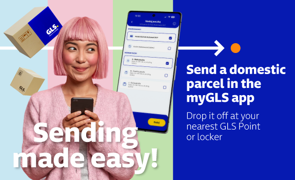 Send a domestic parcel in the myGLS app. Drop it off at your nearest GLS Point or locker.
