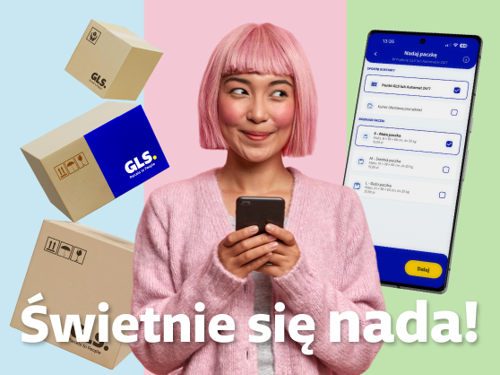 Nadaj paczkę krajową w apce myGLS. Zostaw ją w najbliższym Punkcie GLS lub automacie.
