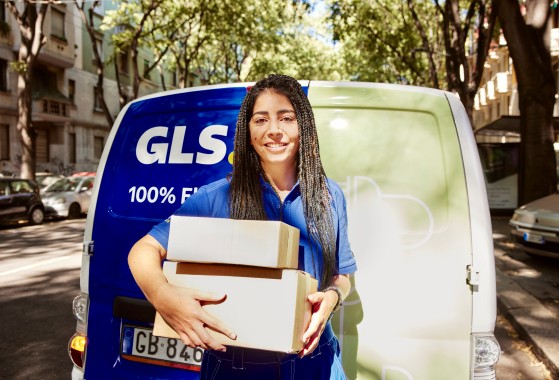 GLS delivery van driving 